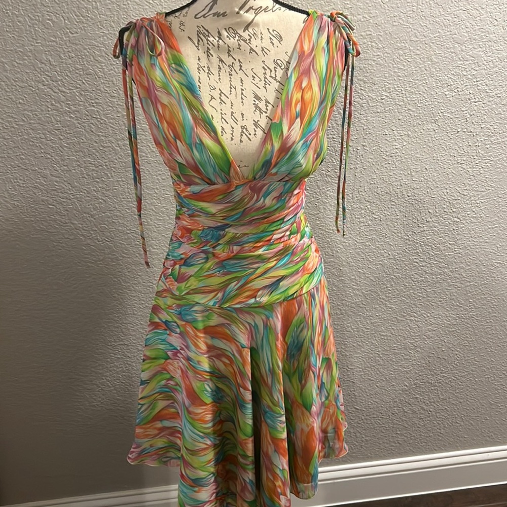 A.B.S Multi Color Deep V Sundress Sz 4 - image 1